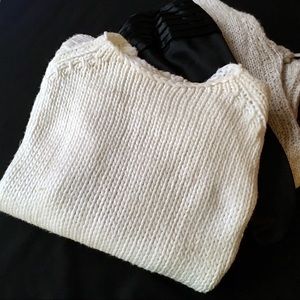Handmade iridescent white knit sweater